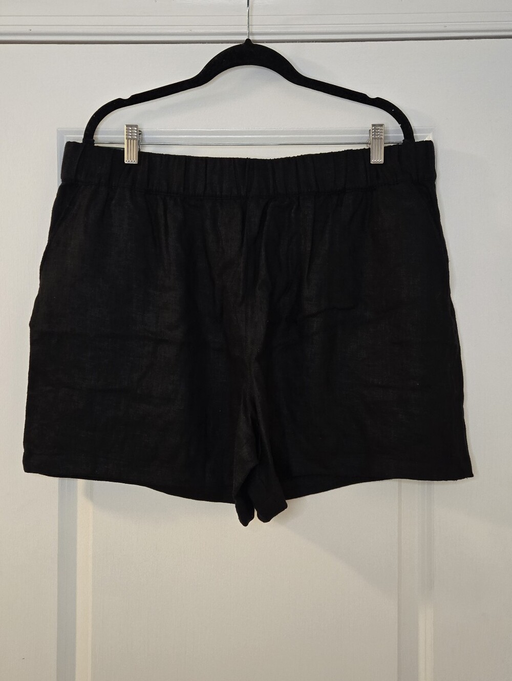 Blank NYC Linen-Blend Pull On Shorts 5" Inseam Drawstring Closure Size XL Black